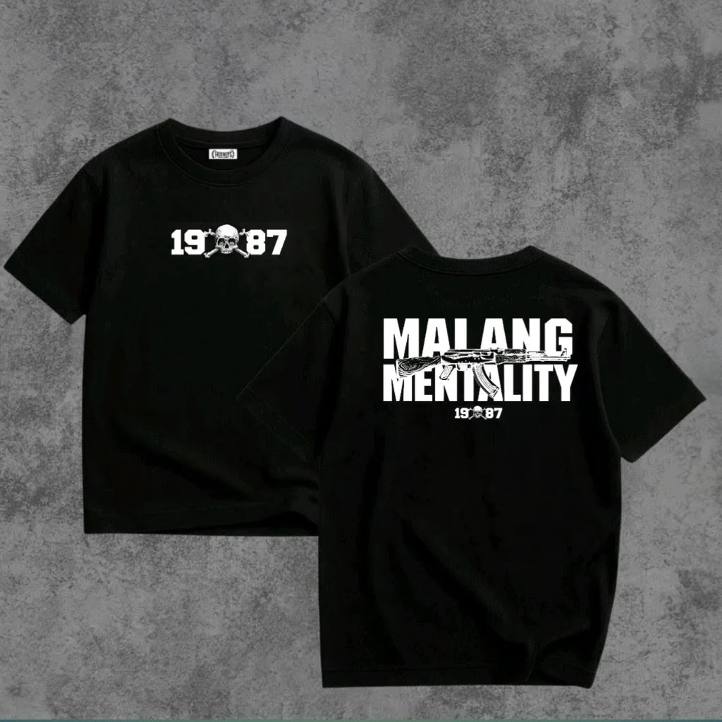 T-Shirt Malang Mentality 1987 Kaos Distro Pria Wanita Style Casuals Suporter Malang Cotton Combed Pr