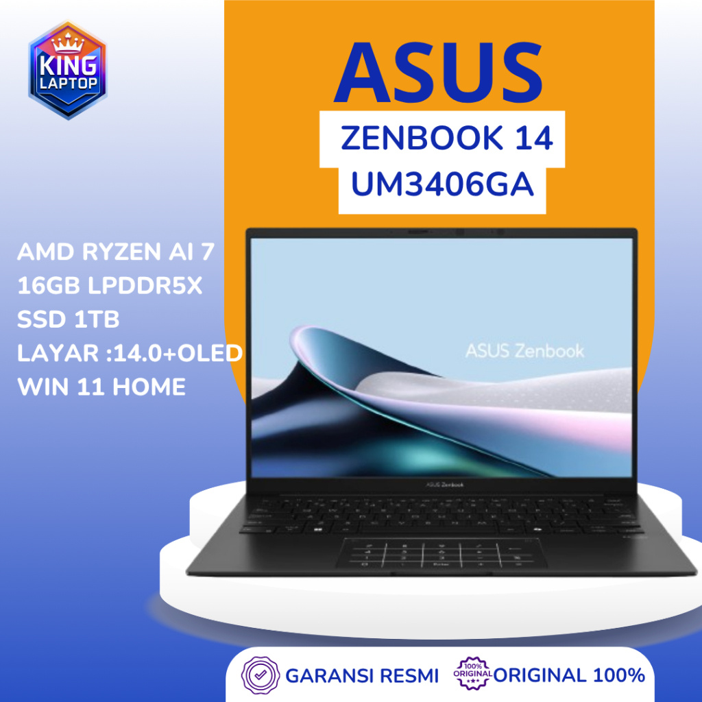 ASUS Zenbook 14 UM3406GA RYZEN AI 7 445 16GB /1TB SSD -OLED 14" WUXGA - WIN11+OHS