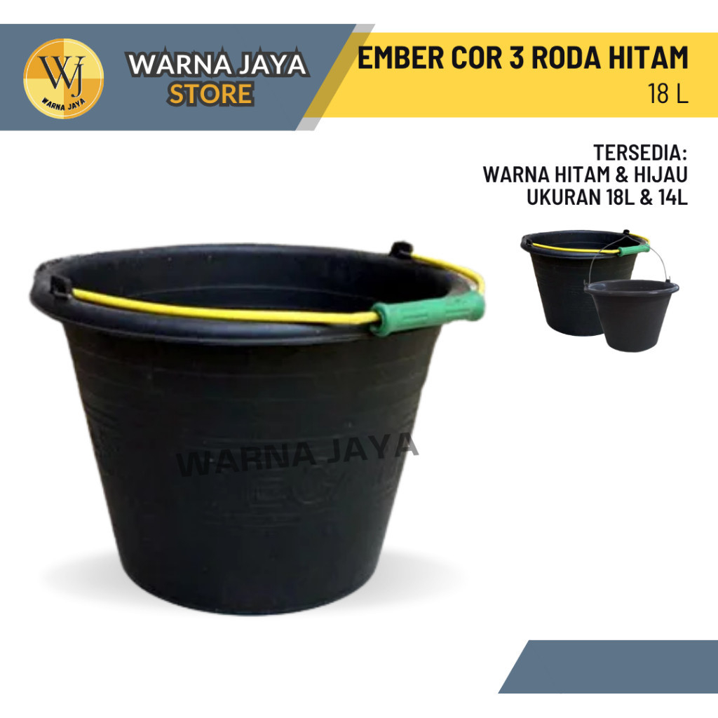Ember Plastik Cor Jumbo Tiga Roda Hitam 18L / Ember Cor