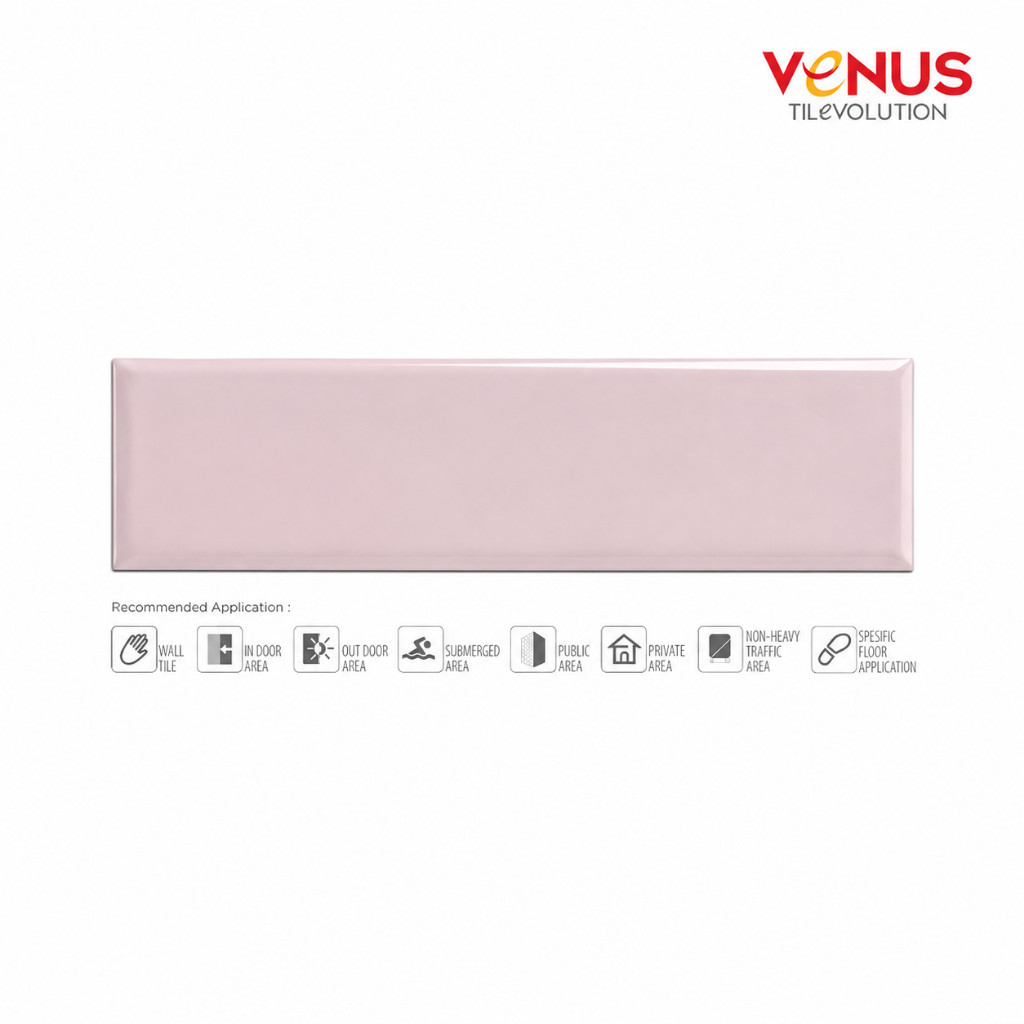 Venus Tiles Takko Fancy Square Wave Pink Ballerina Keramik Subway / Bevel 150x150mm Ubin Dinding Lan