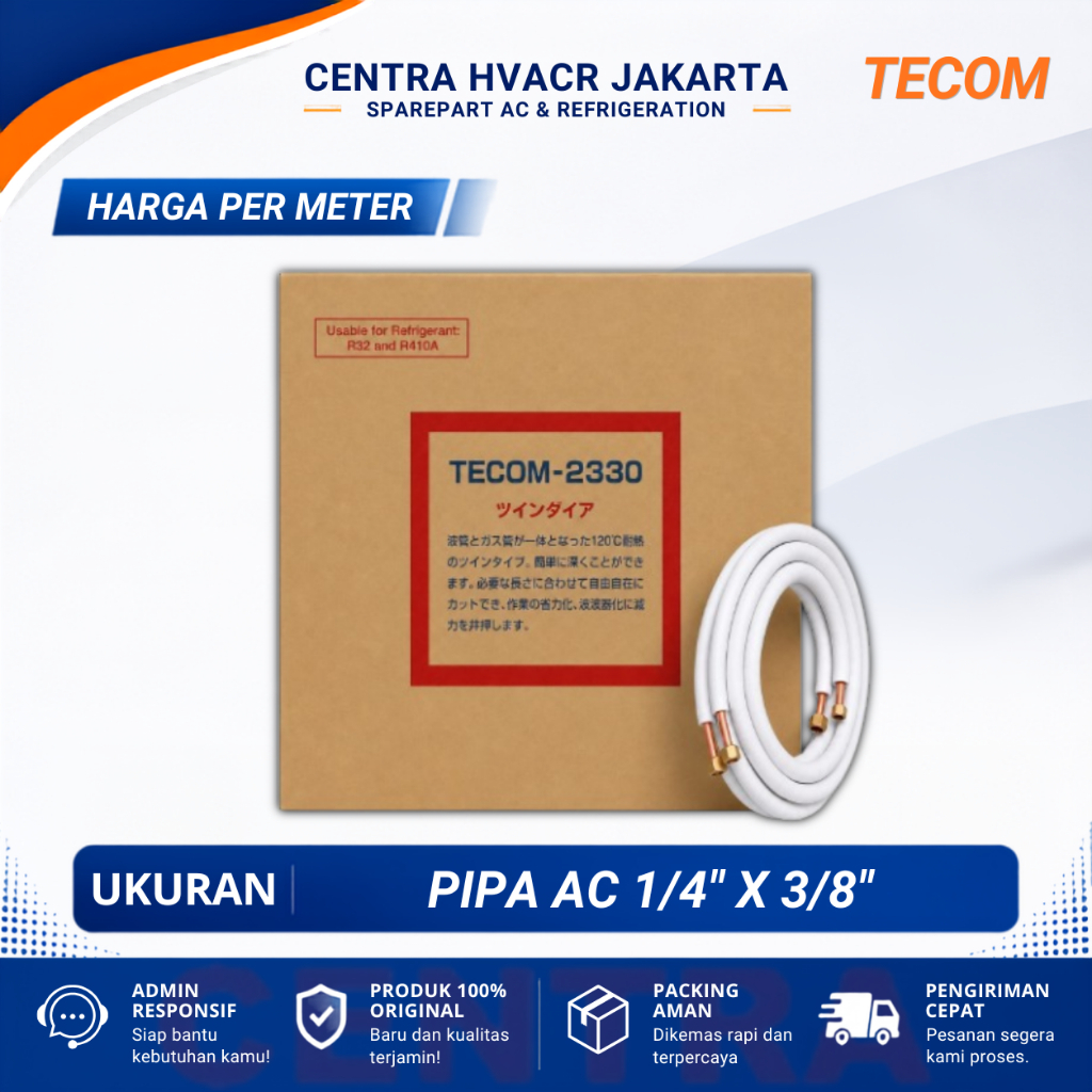 TECOM - 2330 Pipa AC Tecom 1/4" + 3/8" Ketebalan 0,5 mm Per Meter