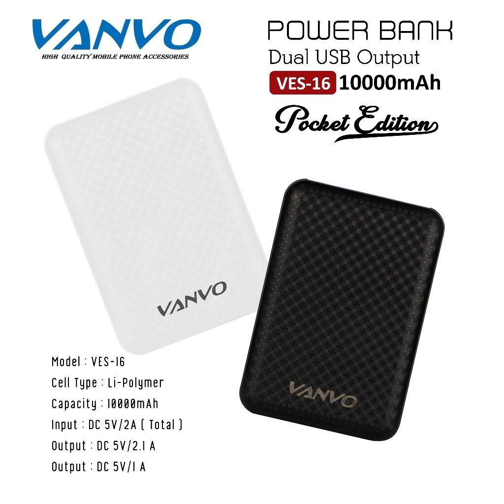 PB VANVO VES-16 10000MAH LED BLACK/WHITE