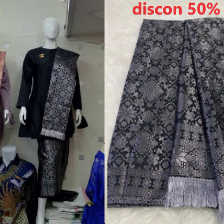 rok songket set selendang siap pakai