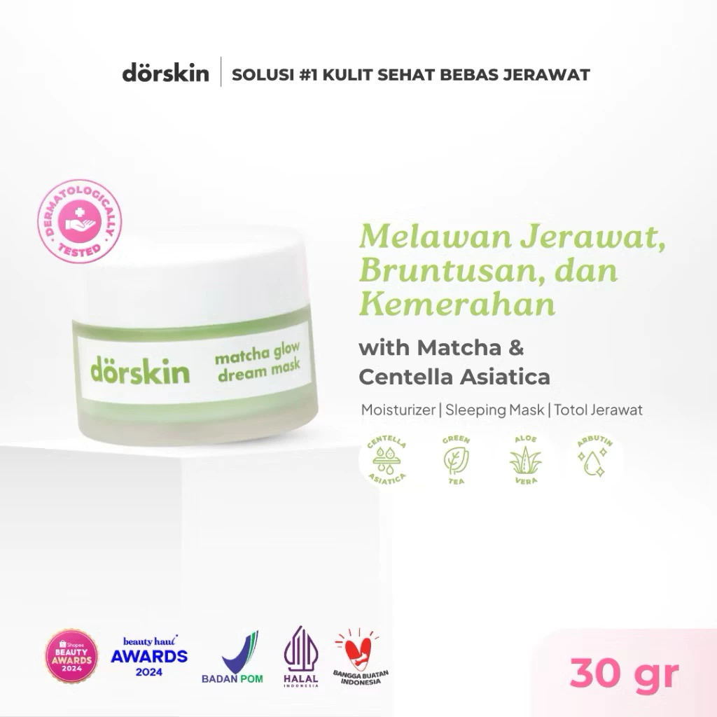 DORSKIN MATCHA Glow Dream Sleeping Mask|Brightening mask 30ml | Matcha Sleep Mask