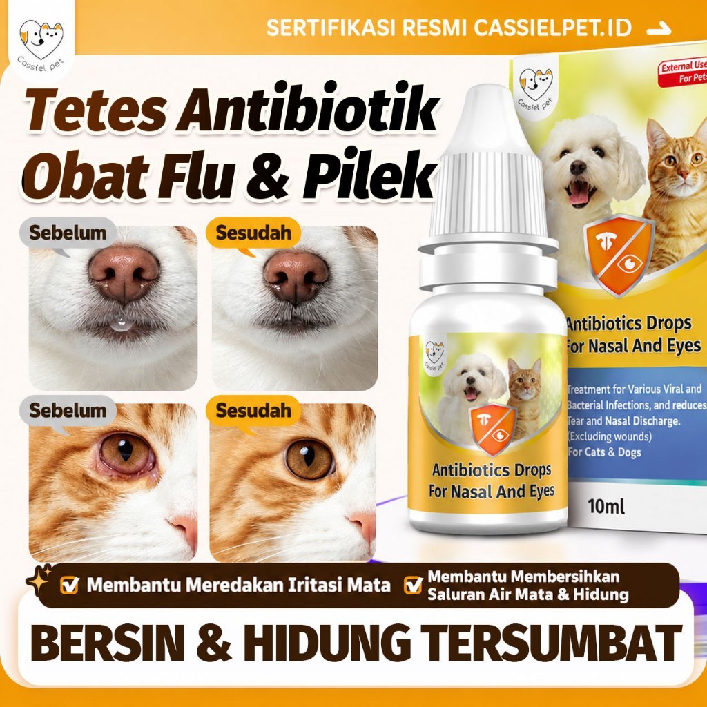 Cassiel Pet Obat Flu & Mata Kucing - FHV, Berat Demam Pilek Bersin Kucing Anjing Sakit Batuk Lemas