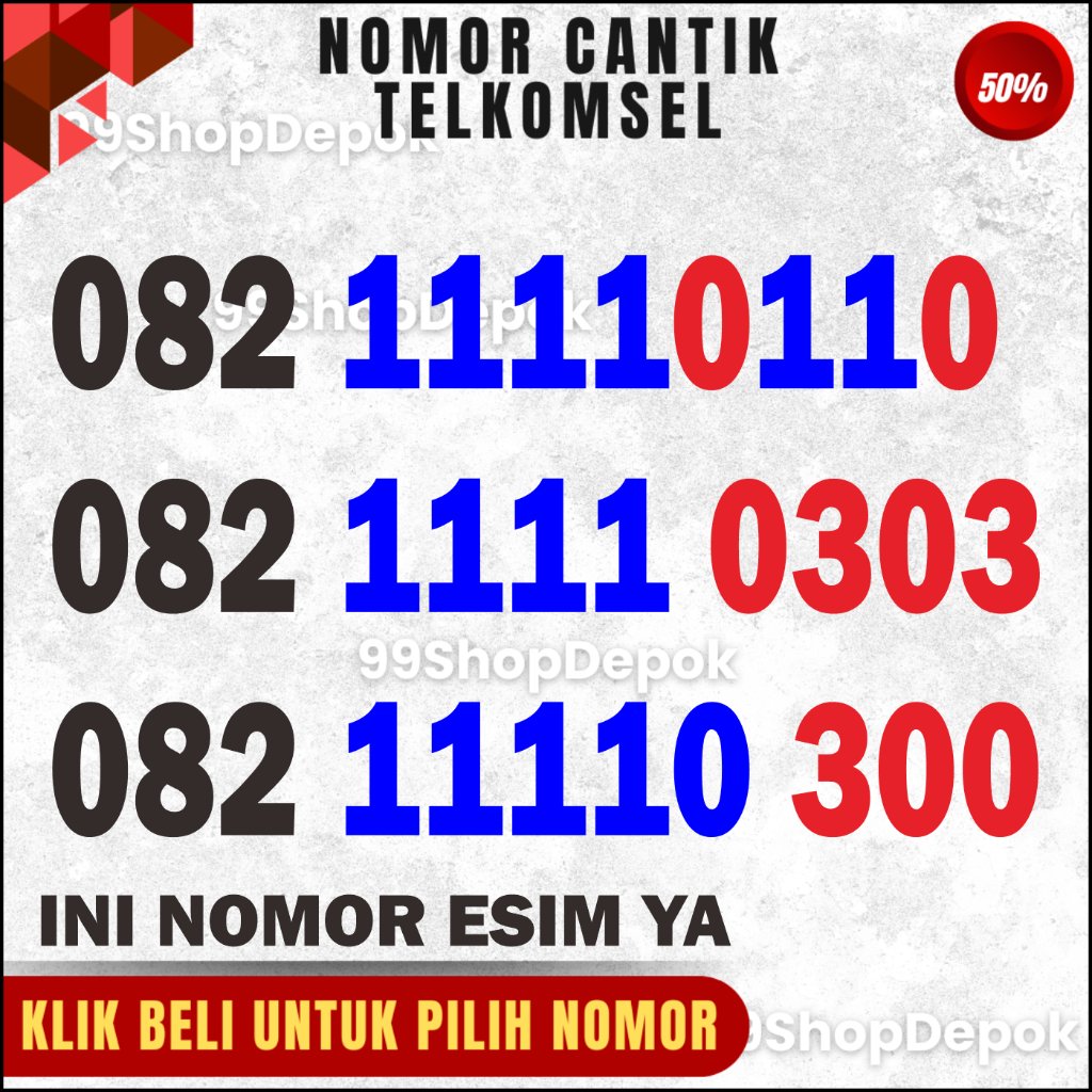 Nomor Cantik Simpati 11 DIGIT, TELKOMSEL 1111, Nomer Cantik Simpati 4g 5g Kartu Perdana 0110 0303