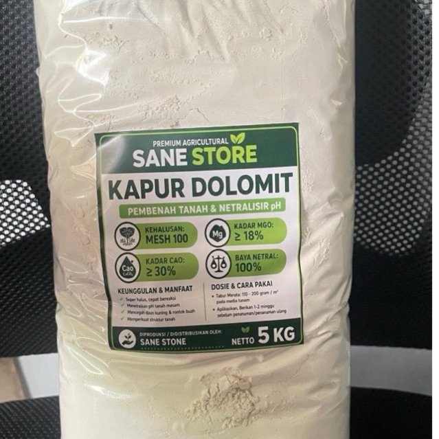 Kapur Dolomit Premium Pertanian Mesh 100 5kg Penetral pH & Pembenah Tanah