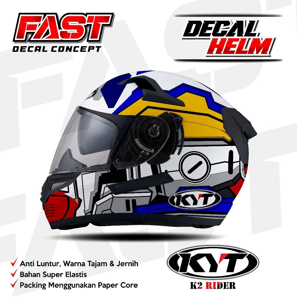 Terbaru Decal stiker helm KYT K2 Raider Full face Motif K2 Raider Gundam Racing Livery HELM KYT K2 R