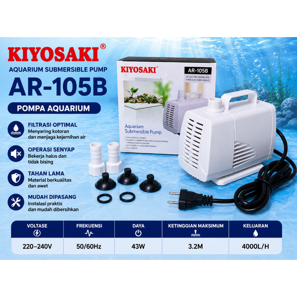 KIYOSAKI AR-105B Aquarium Submersible Pompa