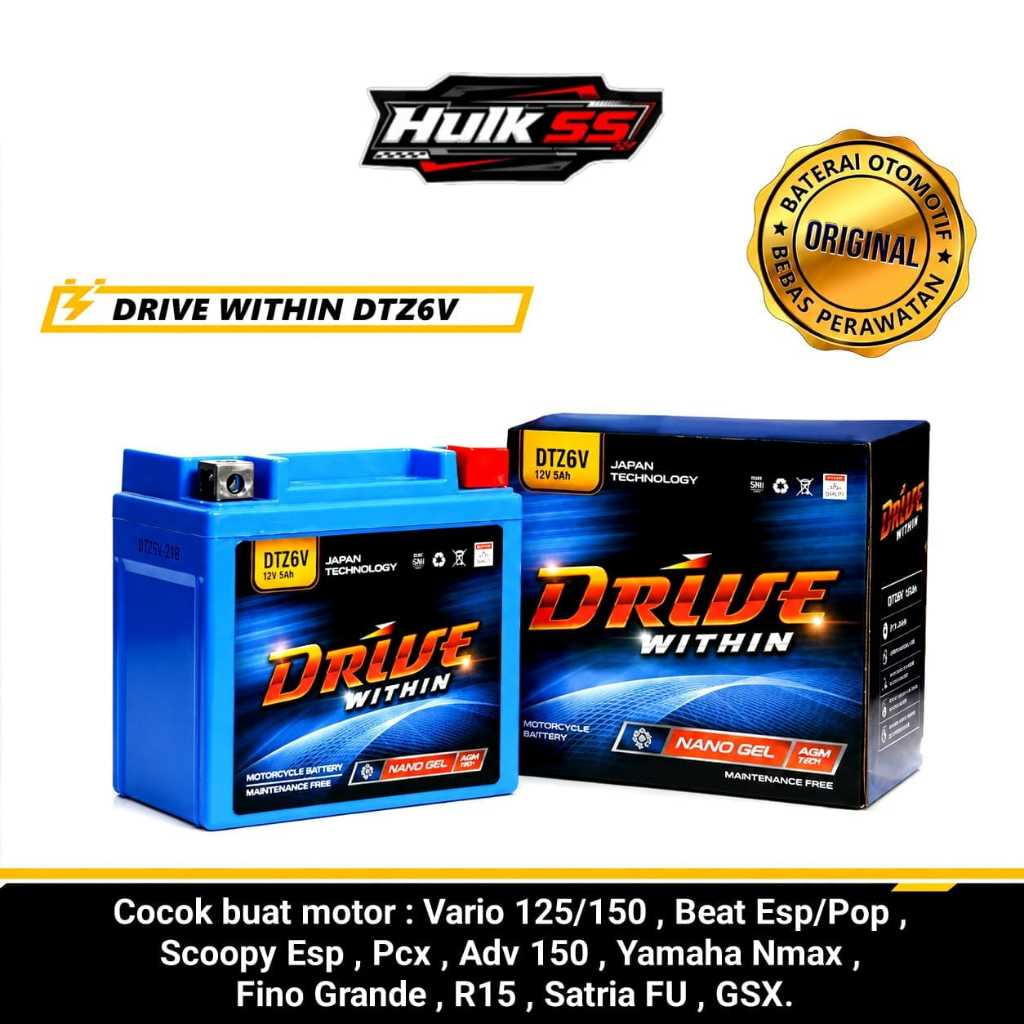 Aki Drive DTZ6V DS-IGEL Untuk Vario, Scoopy, Satria, dll