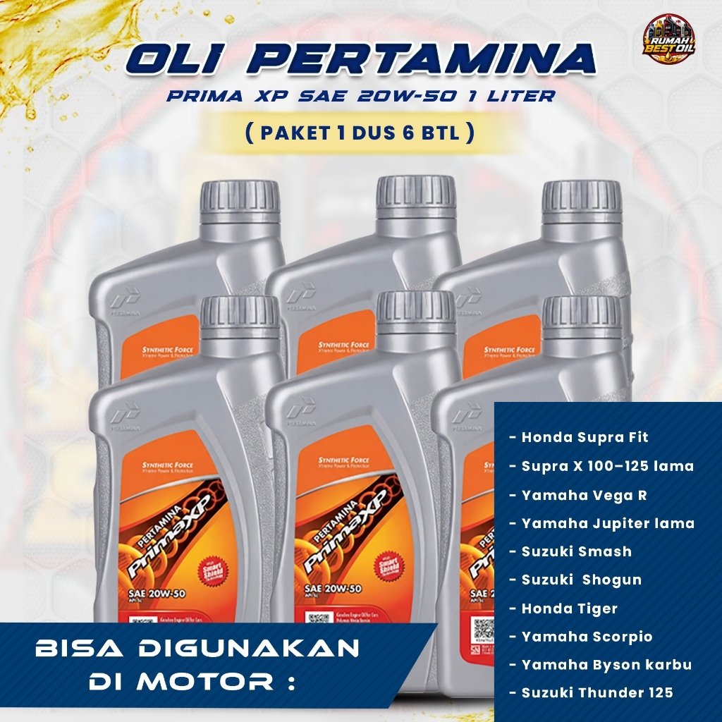 1 DUS 6 BOTOL OLI PERTAMINA PRIMA XP 1L 20W-50