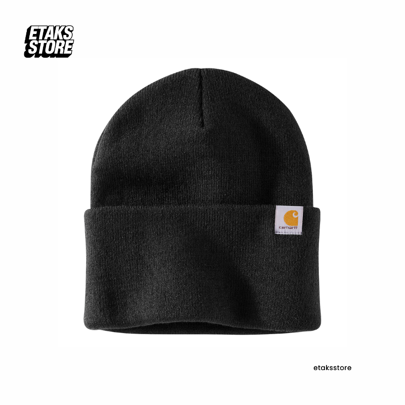 Kupluk Carhartt New Knit Cuffed Beanie Small Logo Black | Headwear Workwear Beanie| Import USA Origi