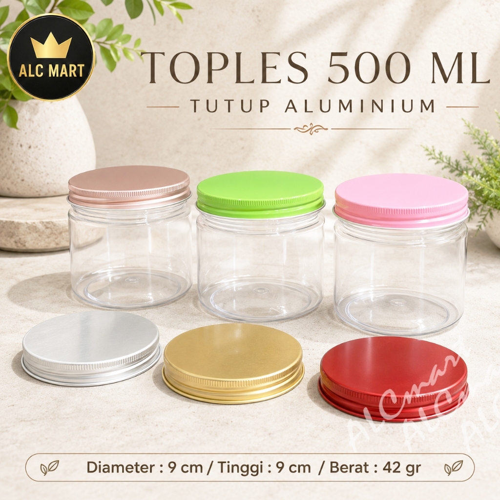 ALCMART Toples 500ml, Toples Tabung 500ml, Toples Tutup Aluminium
