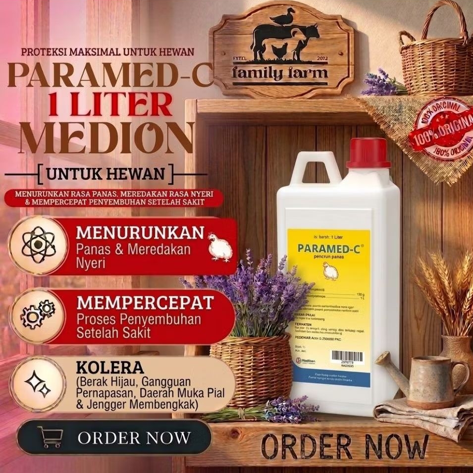 ( Original ) PARAMED C 1 Liter Mediuon - Obat Penurun Panas Pada Ayam Unggas 100% Ampuh