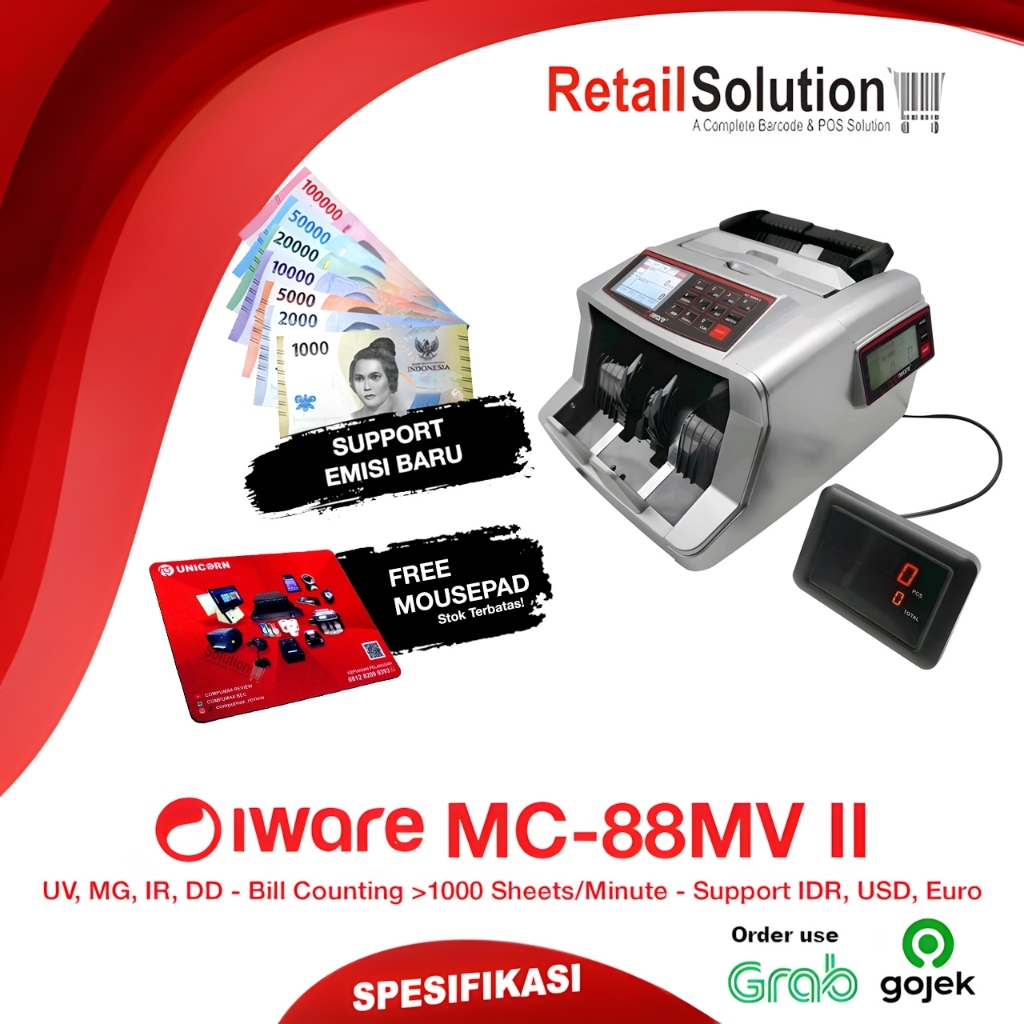 Money Counter Penghitung Uang UV MG IR DD - IWARE MC88MVII MC-88MVII MC88 MVII MC-88MV II