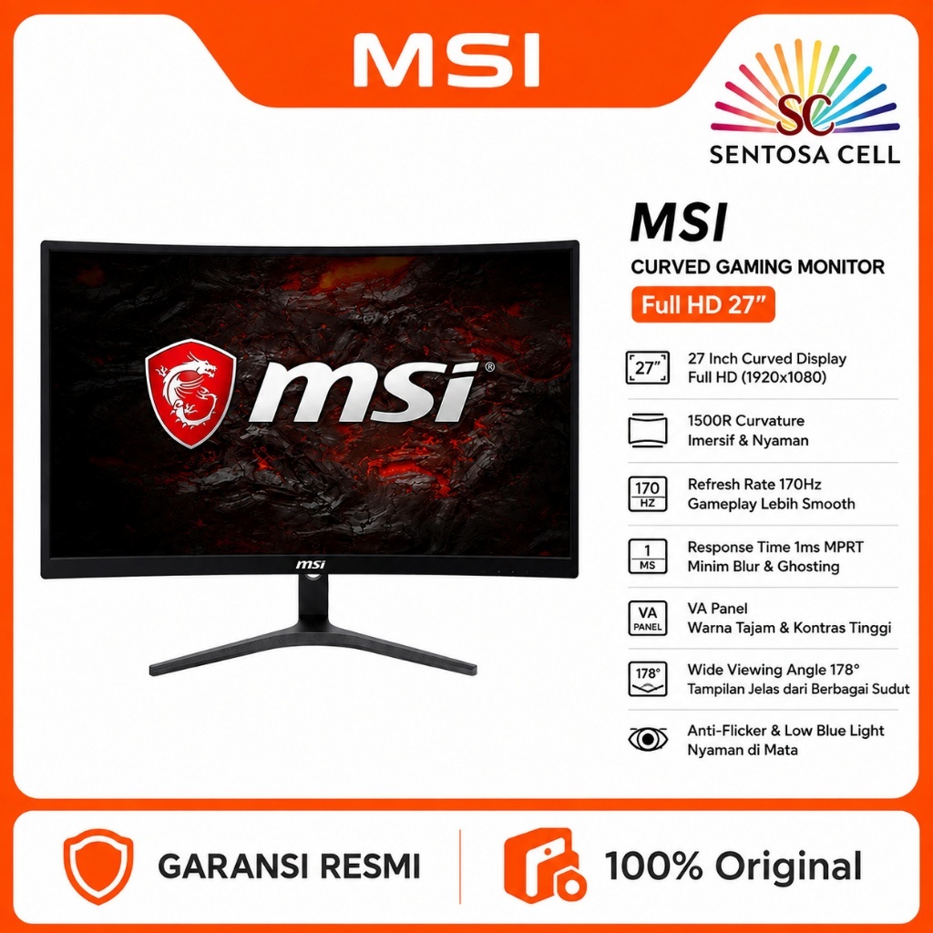 LED MONITOR GAMING MSI Optix G241VC CURVED 24" 1Ms 75Hz 24 inch