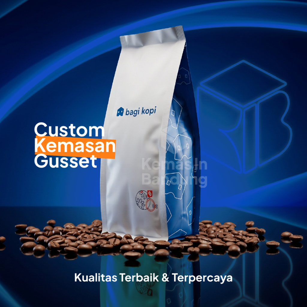 Cetak Custom Kemasan Gusset Kopi & Snack Full Color / Sablon Kemasan Gusset Foil Food Grade MOQ Rend