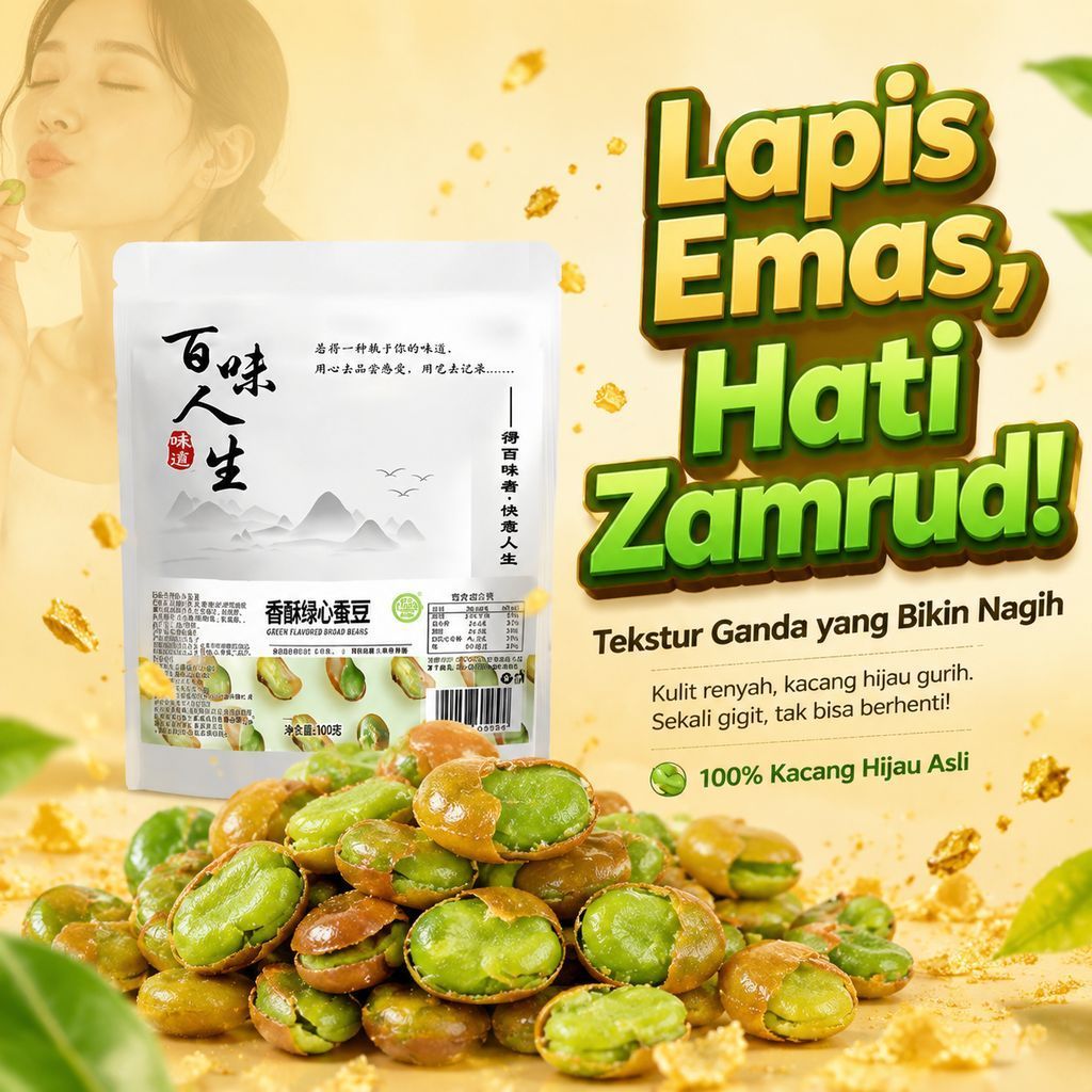 [Camilan Renyah Sehat] Kacang Fava Goreng Renyah Green Heart – Camilan Sehat Kaya Protein dan Serat/