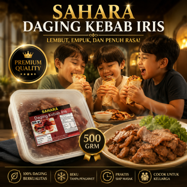 Daging Kebab Mateng Daging Iris 500 GR -Daging Kebab Sahara Slice Iris