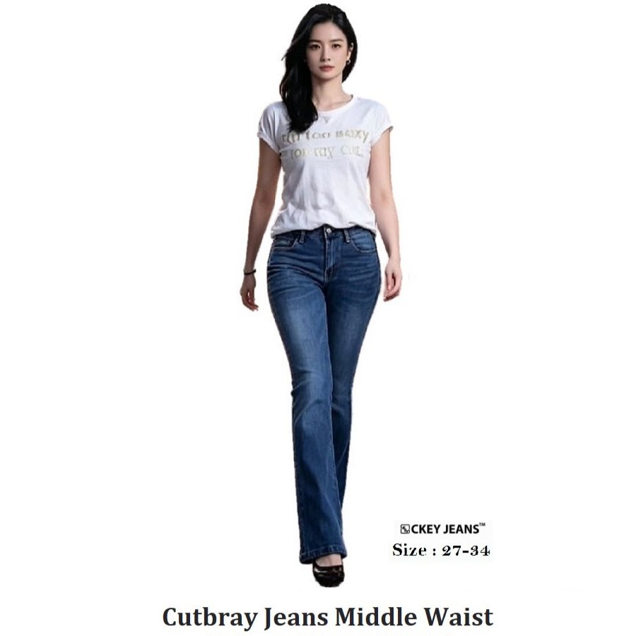 Ckey Jeans Cutbray Middle Waist / Ckey Jeans Wanita