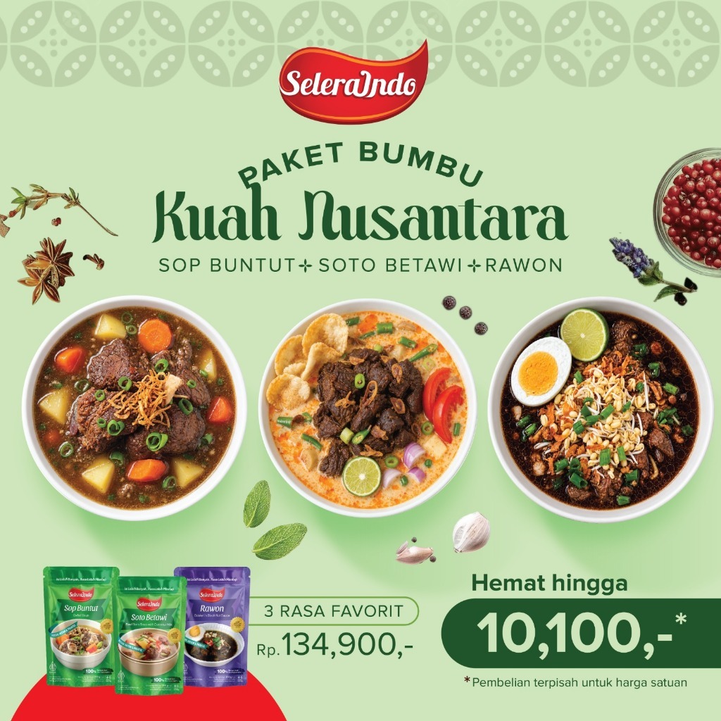 Selera Indo Paket Bumbu Kuah Nusantara 3 Rasa - Sop Buntut, Soto Betawi, Rawon