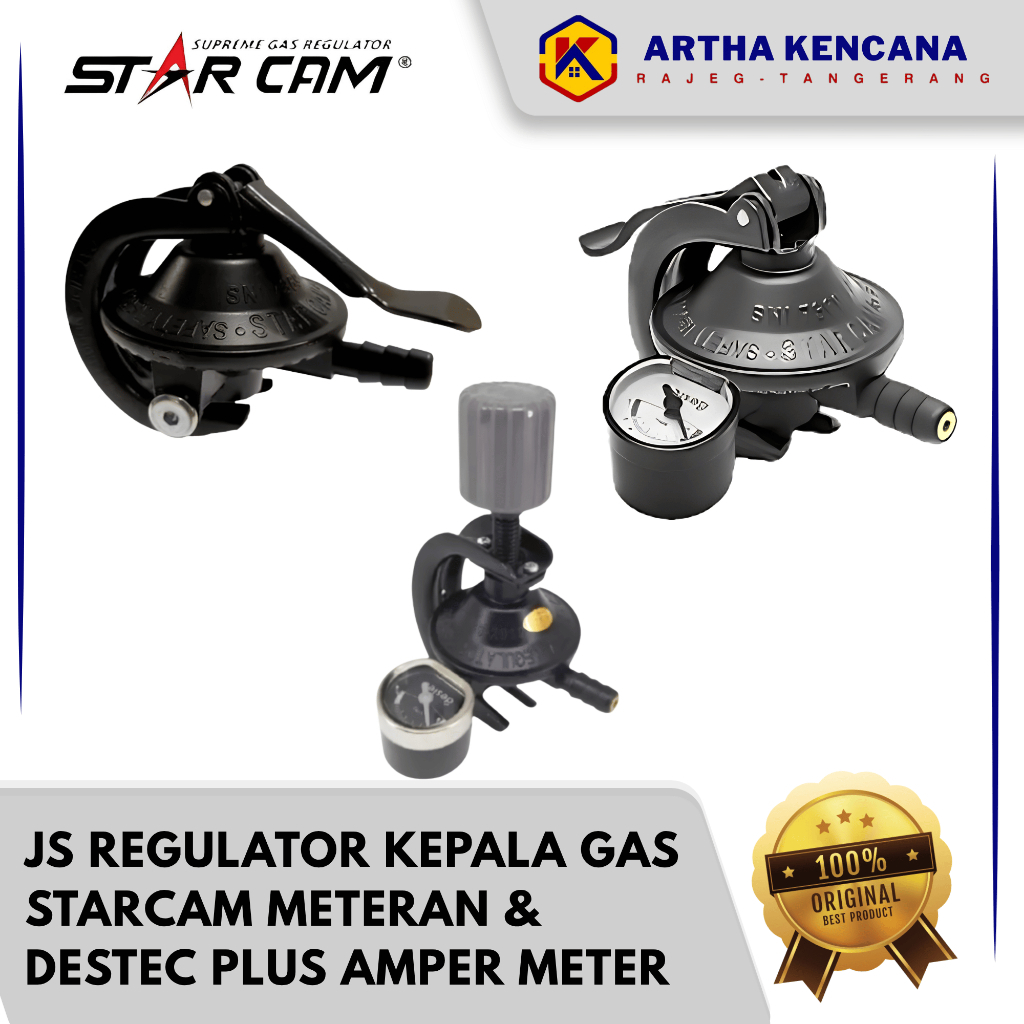 Regulator Kepala Gas Destec Amper Meter & Starcam Starcom Meteran Safety Lock Original - JS