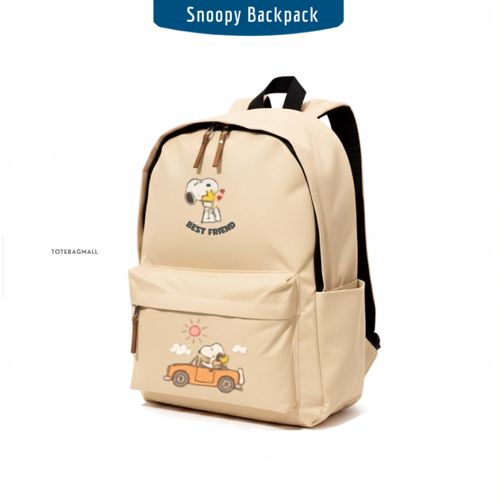 TOTEBAGMALL - Ransel Karakter Snoopy - peanuts Tas ransel wanita bisa muat Laptop Nilon waterproof