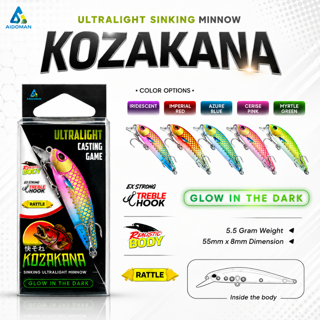 Kozakana Andeman 5.5 gram Casting Lure Lure Umpan Pancing Sinking Tenggelam | Umpan Minnow Astuti S 