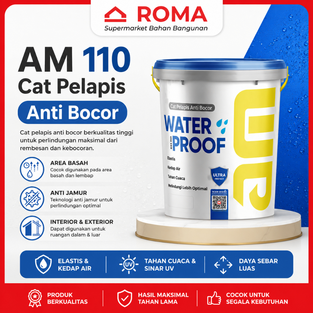 AM Waterproof Cat Pelapis Anti Bocor AM 110 AM110 1Kg - Super White