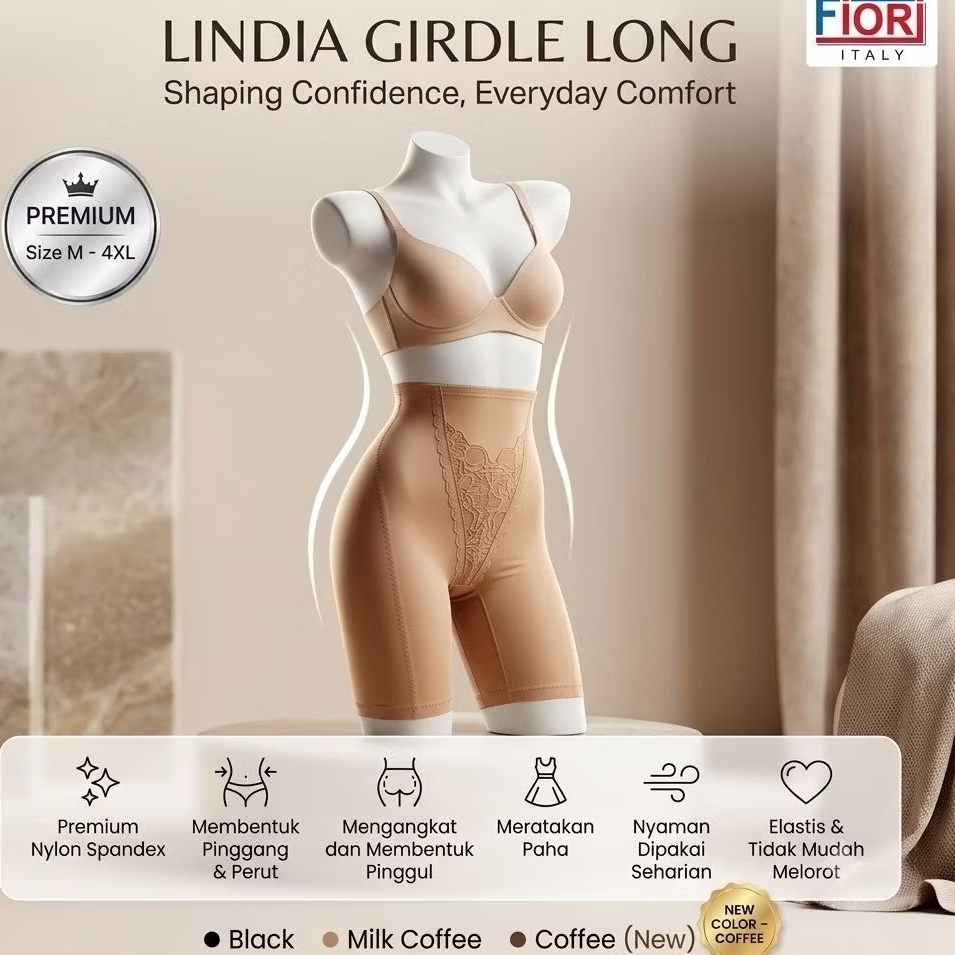 FIORI Pants LINDIA GIRDLE Long MILKCOFFEE | Celana Korset Pengencang Perut dan Paha