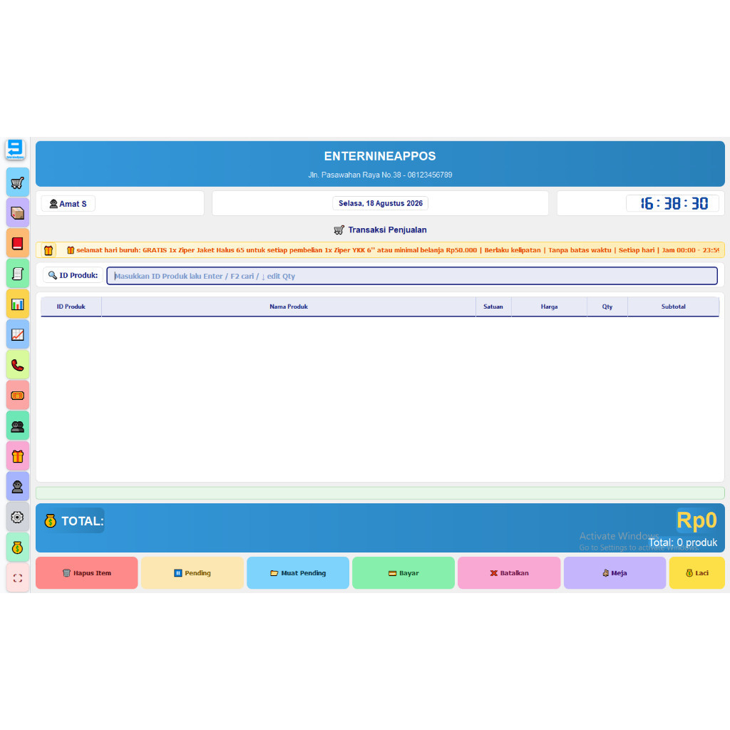 Software kasir toko ritel EnternineAppos PPOB versi 1826 terbaru UI modern