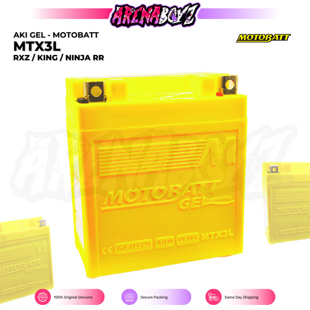 MOTOBATT Aki Gel MTX3L Aki 3 Ampere 12 Volt - Aki Motobatt RX KIng Ninja RR Original Aki Motobatt