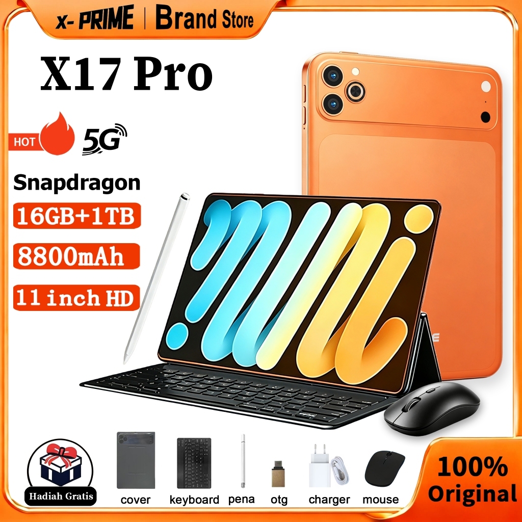 [COD] Free Keyboard Mouse Ready Stock X-prime 2026 Tablet Murah 5G Baru Pad X17PRO 10.1inch 16GB+1TB