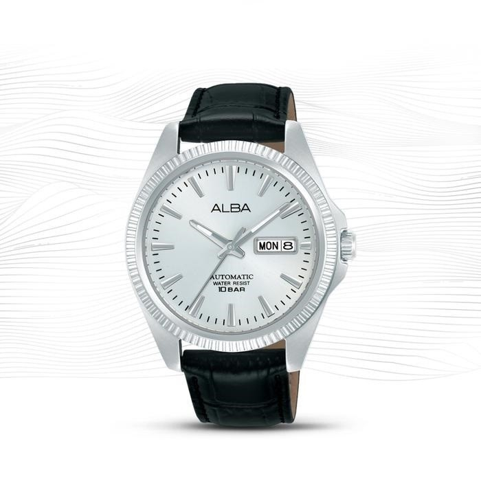 Alba Mechanical AL4815X1 Ladies Automatic Silver Dial Black Leather Strap