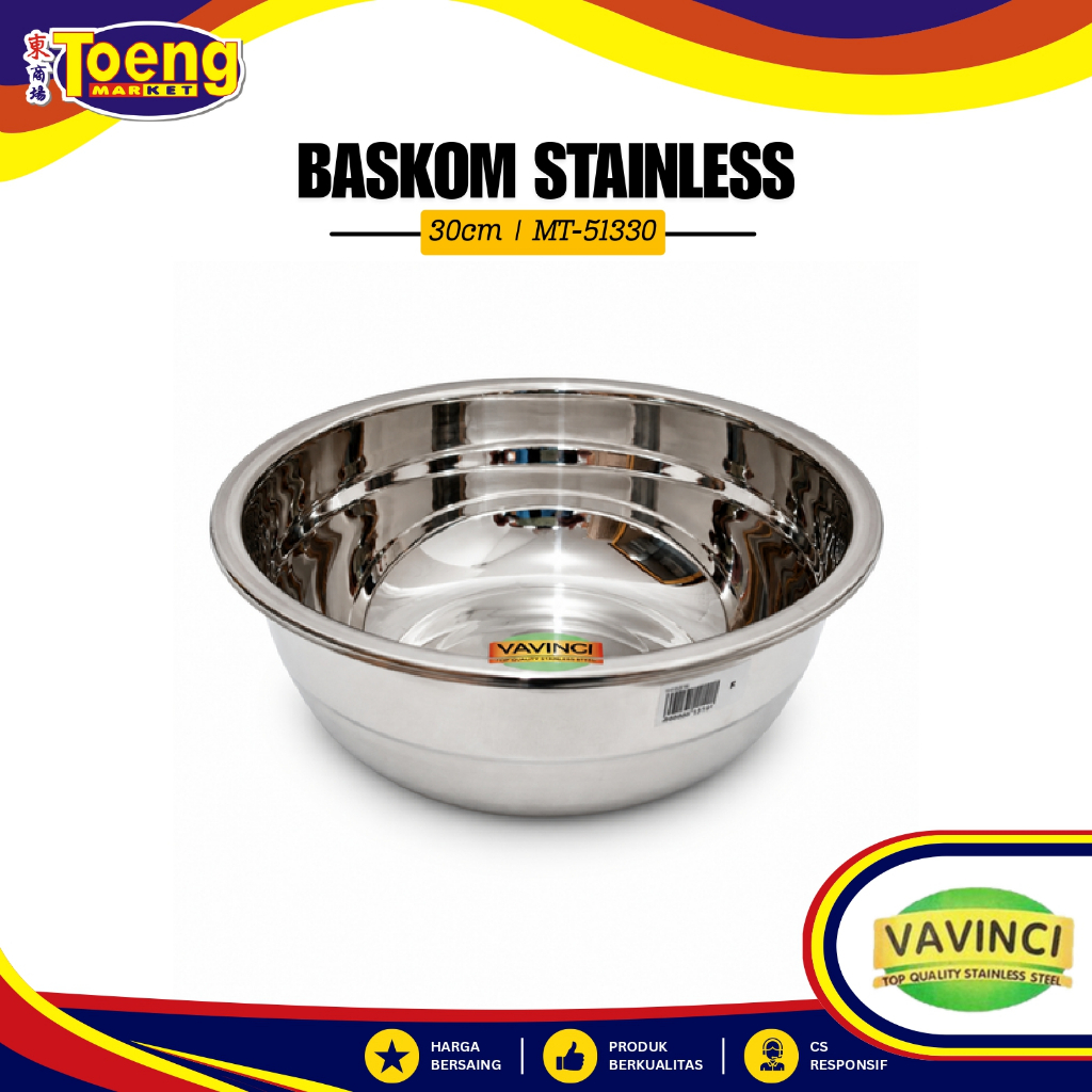Baskom Stainless Tinggi Dan Tebal Diameter 30cm MT-51330 VAVINCI