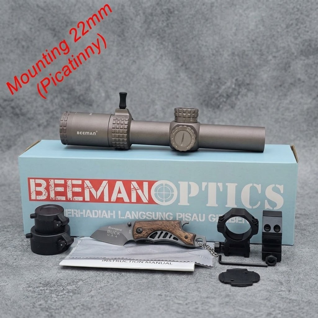 Tele Buntung Beeman Optics Coklat Mounting 22mm / Telescope Beeman Optics 1-6x24 IR Wolf Brown / Tel
