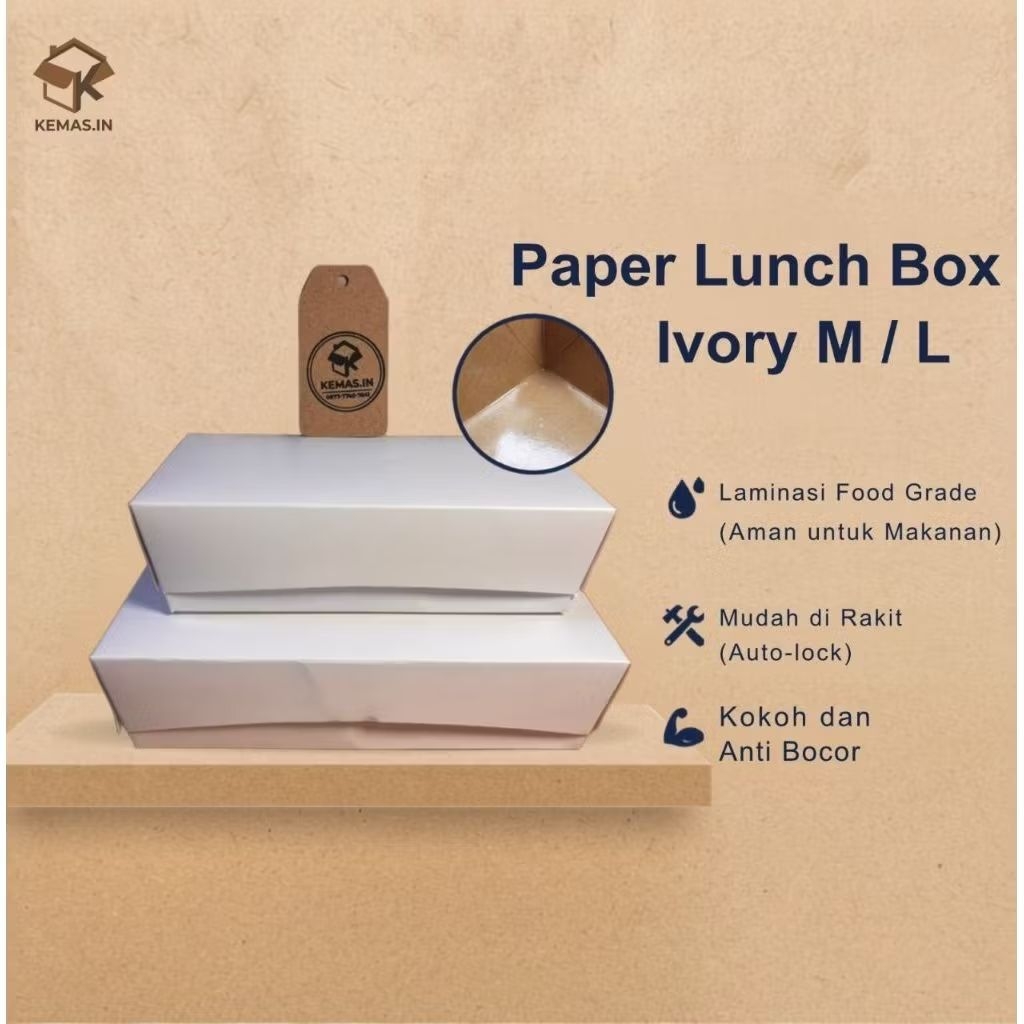 Paper Lunch Box Ivory / Lunch Box / Dus Makanan Ivory