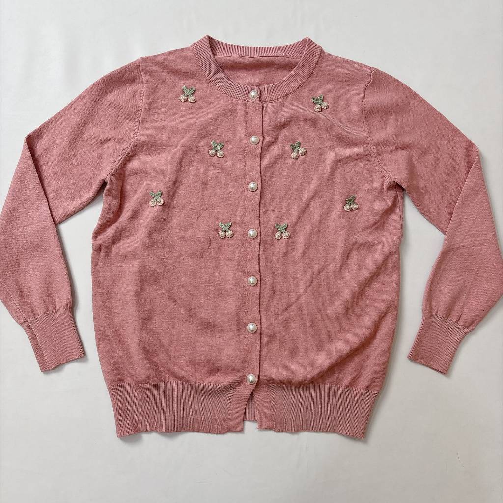 Delova Daily - Cardigan Cherry Atasan Knit Bahan Rajut Halus & Tebal premium - Outer Wanita Korean Style