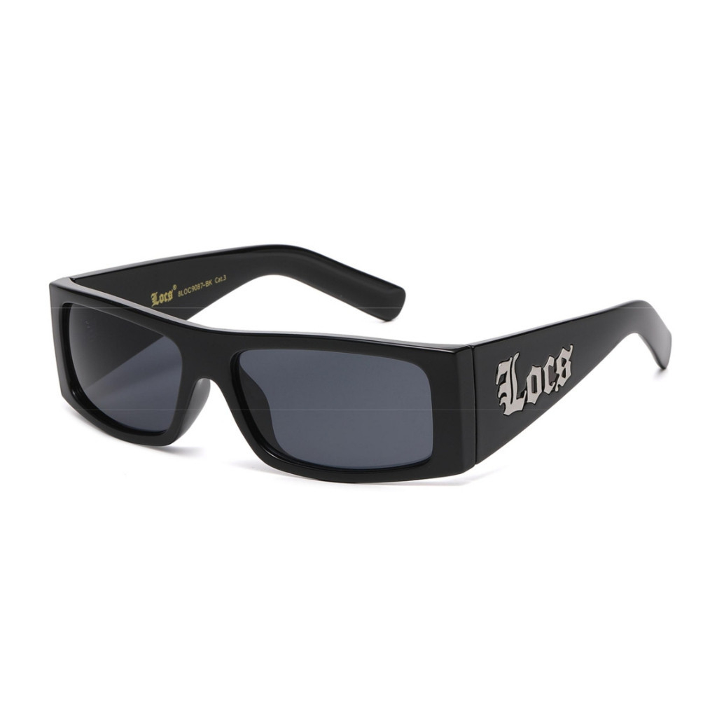 Locs 9087 Sunglasses KINGPIN Reborn Super Rare Series Retro Style Bold Black Frame Squared and Angle