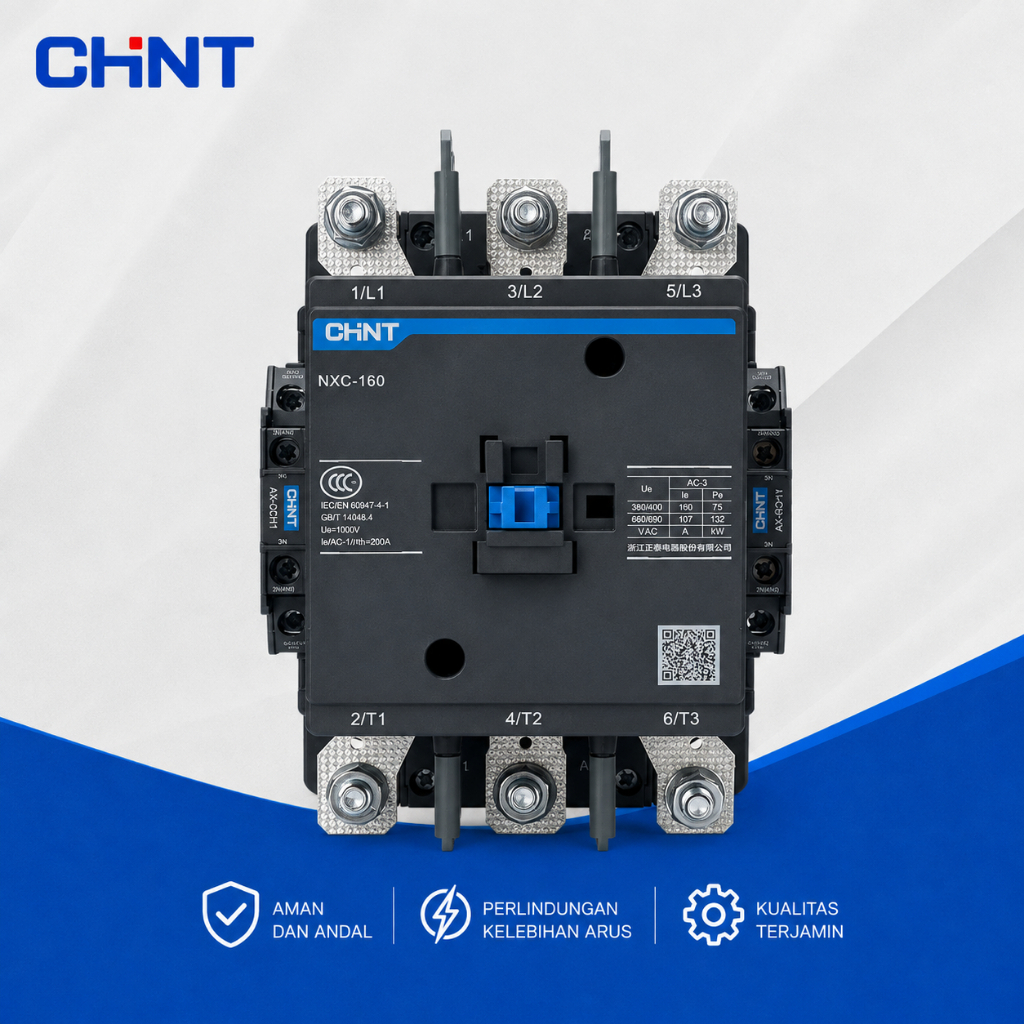 CHINT KONTAKTOR NXC - 160 COIL VOLTAGE 220V 2NO + 2NC ORIGINAL