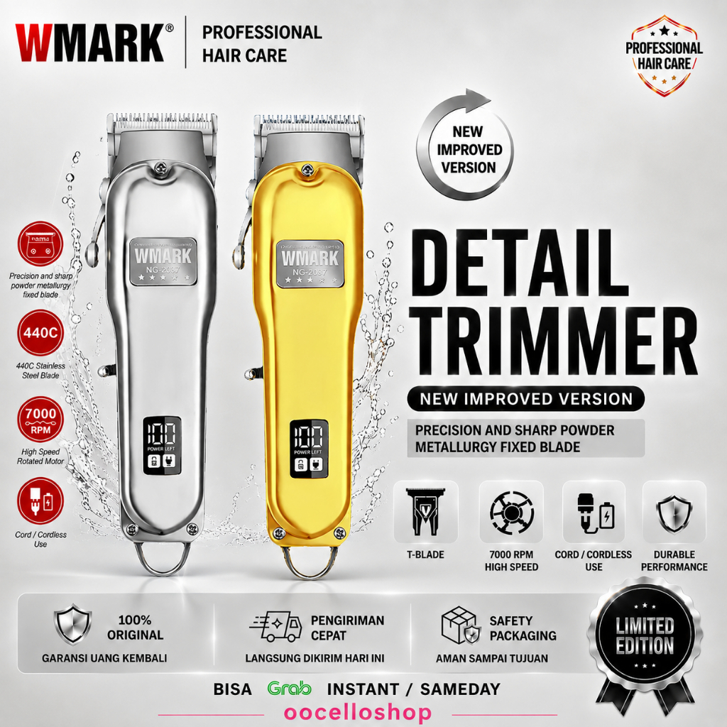 WMARK NG-2037 Professional Detail Trimmer 440C Stainless Steel 7000 RPM Cordless Original
