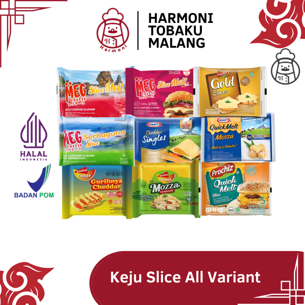 Keju Slice | Keju Cheddar Slice | Keju Mozzarella Slice | Emina Meg Prochiz Kraft | Halal BPOM