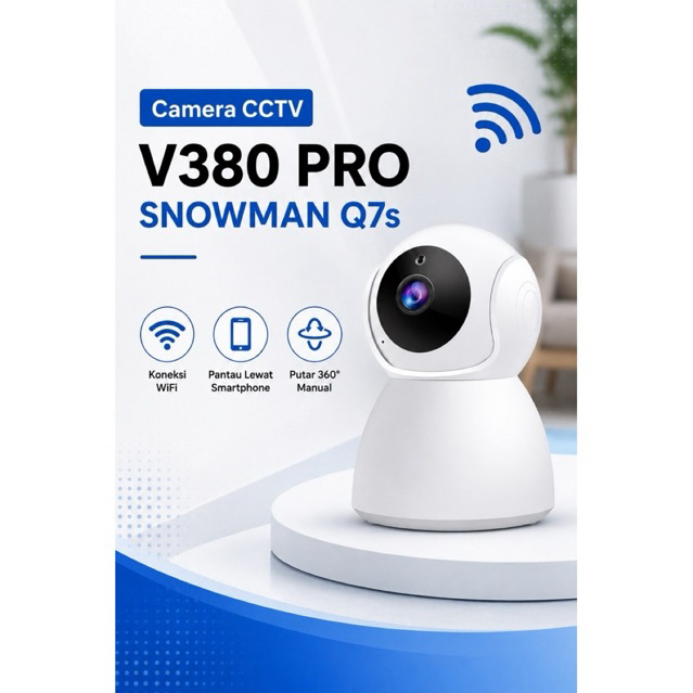 Camera CCTV V380 PRO Snowman Q7s WiFi Putar 360°