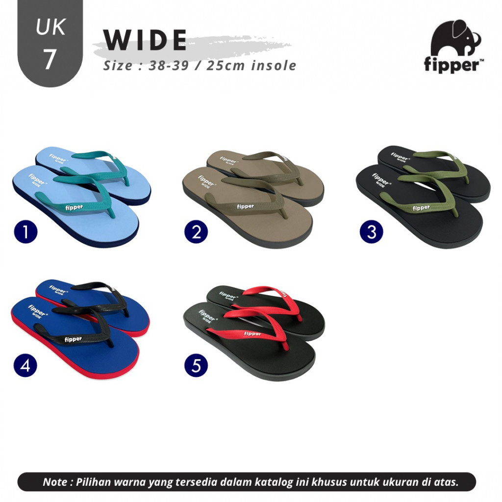 Fipper Wide Sandal Jepit Pria UK 7 (Size 38-39)