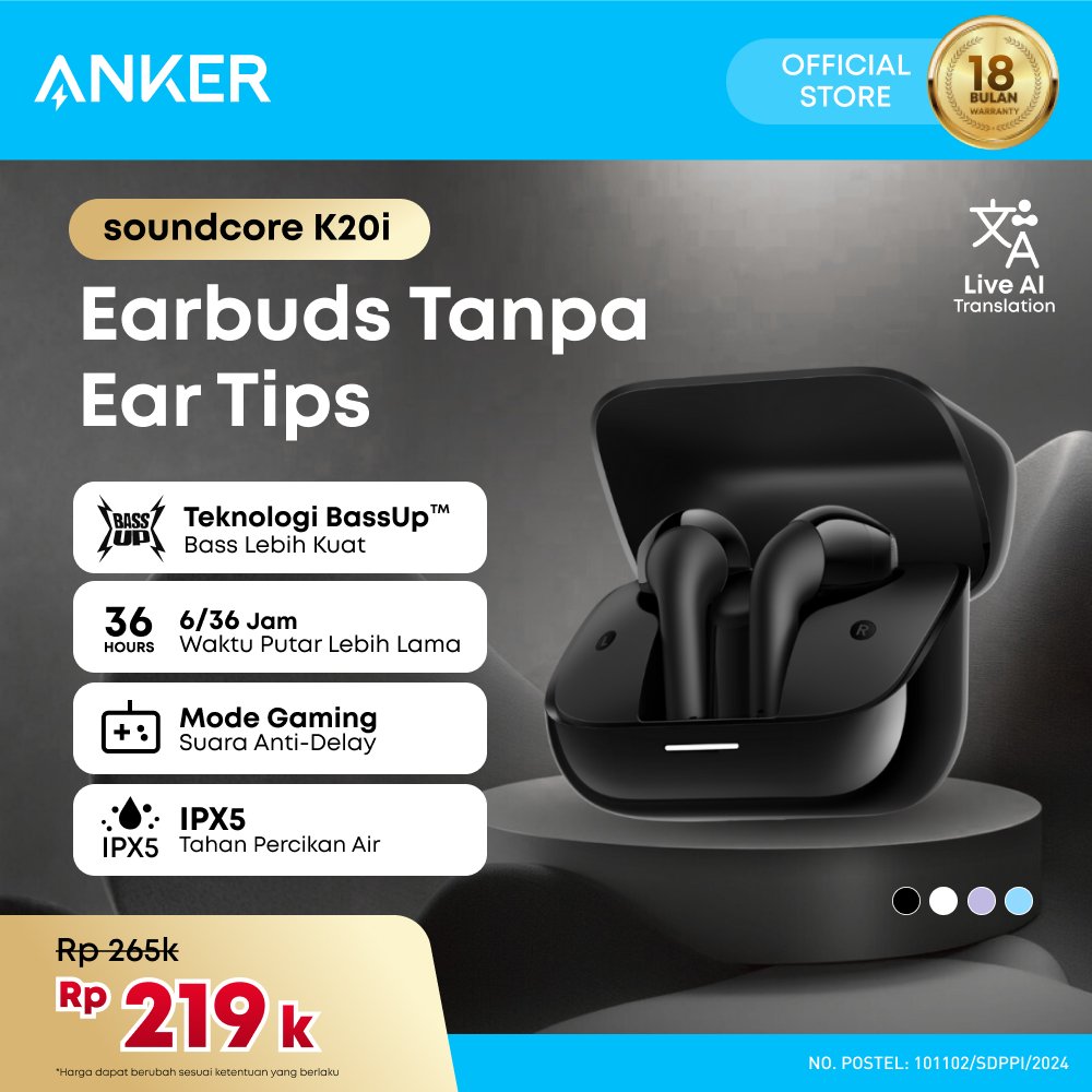 Soundcore K20i Earbuds Bluetooth 5.3 Earphones 36 PlayTime Bluetooth 13mm Drivers Game Mode TWS - A3