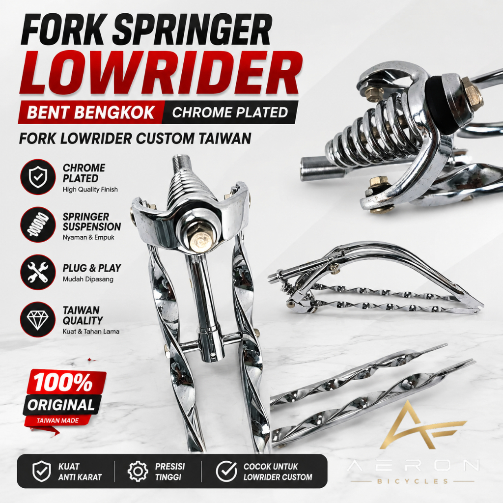 Fork Springer Lowrider BENT BENGKOK Chrome Plated / Fork Lowrider Custom TAIWAN