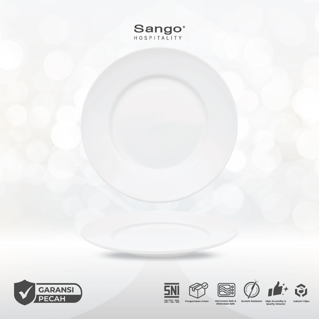 Sango Classic Piring Makan Wide Rim 26.1cm Dinner Plate Besar Keramik Putih Hotel Restoran