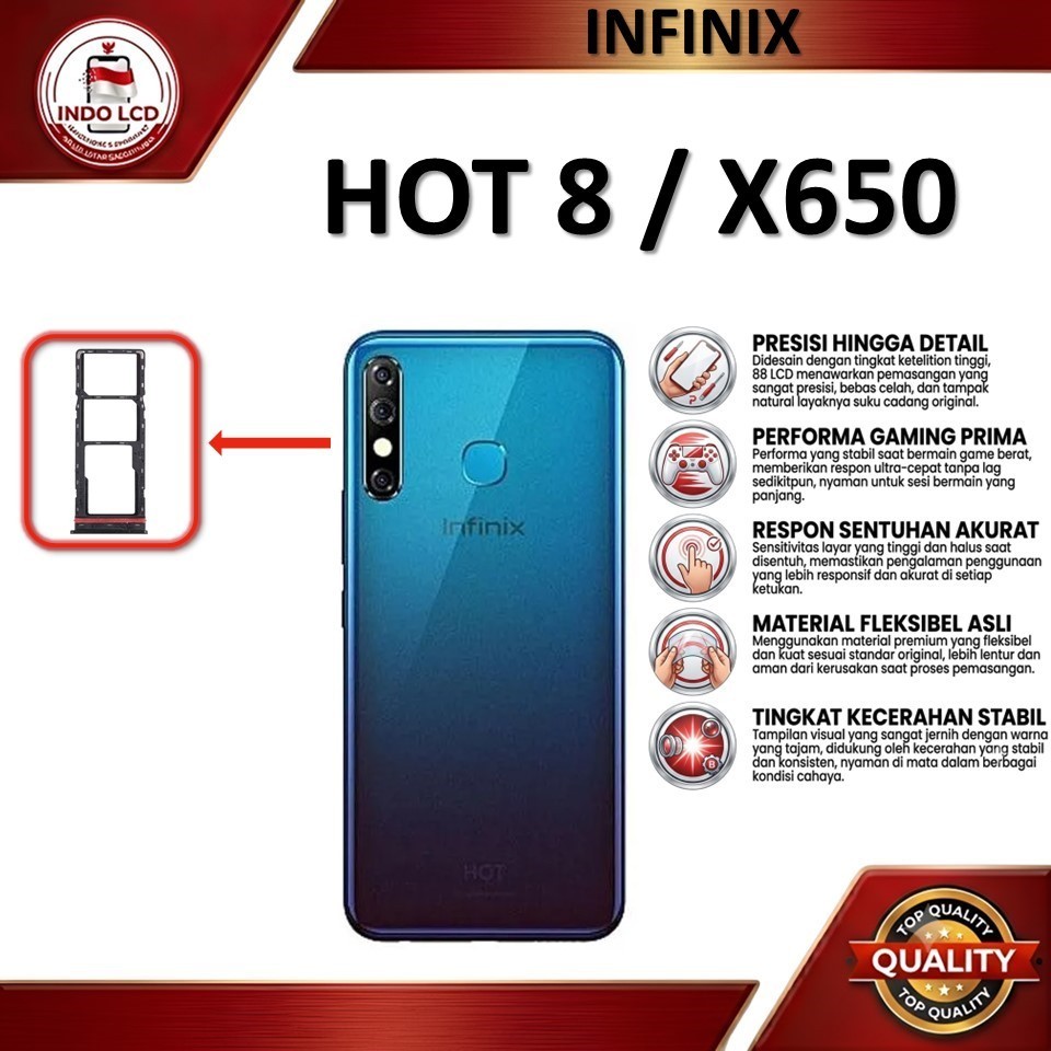 SIMTRAY / SIMCARD INFINIX HOT 8 / X650 ORIGINAL COPOTAN