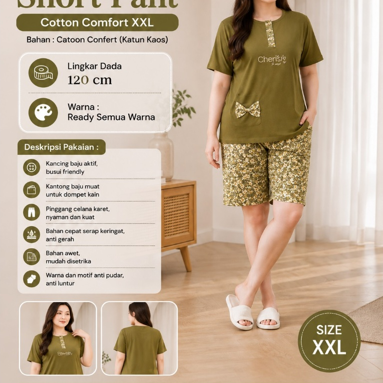 RM017 Setelan 3/4 XXL Merek Forever Sweet Grosir Baju Tidur Piyama Wanita dewasa terbaru bahan Kaos 