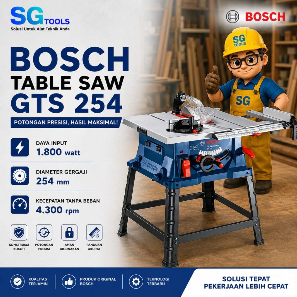 Bosch Table saw 10" - Mesin Meja Potong Table Saw 10 inch GTS254 BOSCH GTS 254 Gergaji Kayu -- Gerga
